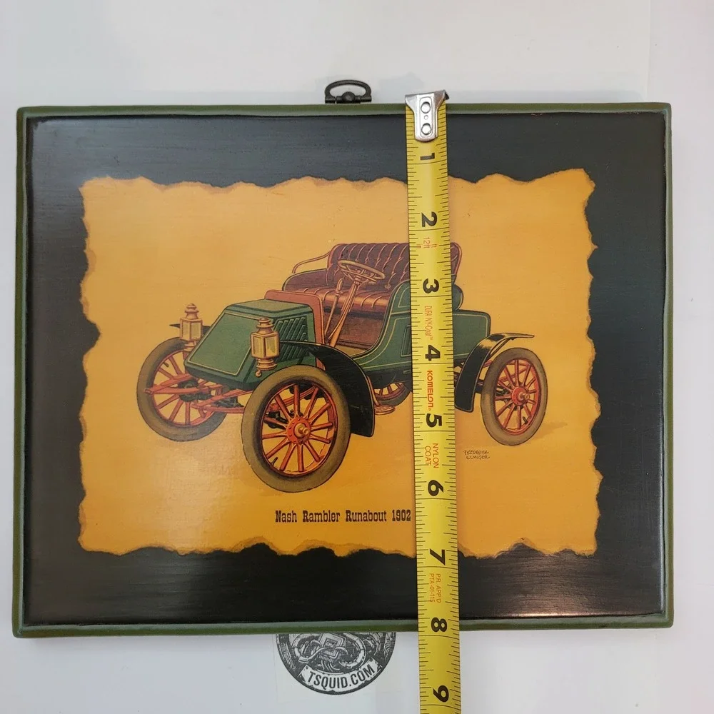 Frederick Elmiger Vintage Wall Art 1902 Nash Rambler Runabout Wood Plaque